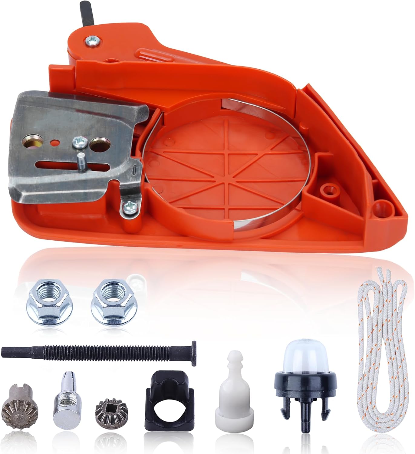 Haishine P021046210 Chainsaw Chain Brake for Echo CS-370 CS-400 Chainsaw, CS-370 Chain Brake with Adjusting Screw Guide Bar Screws Primer Bulb Pull Cord Parts # C032000281 P021017220