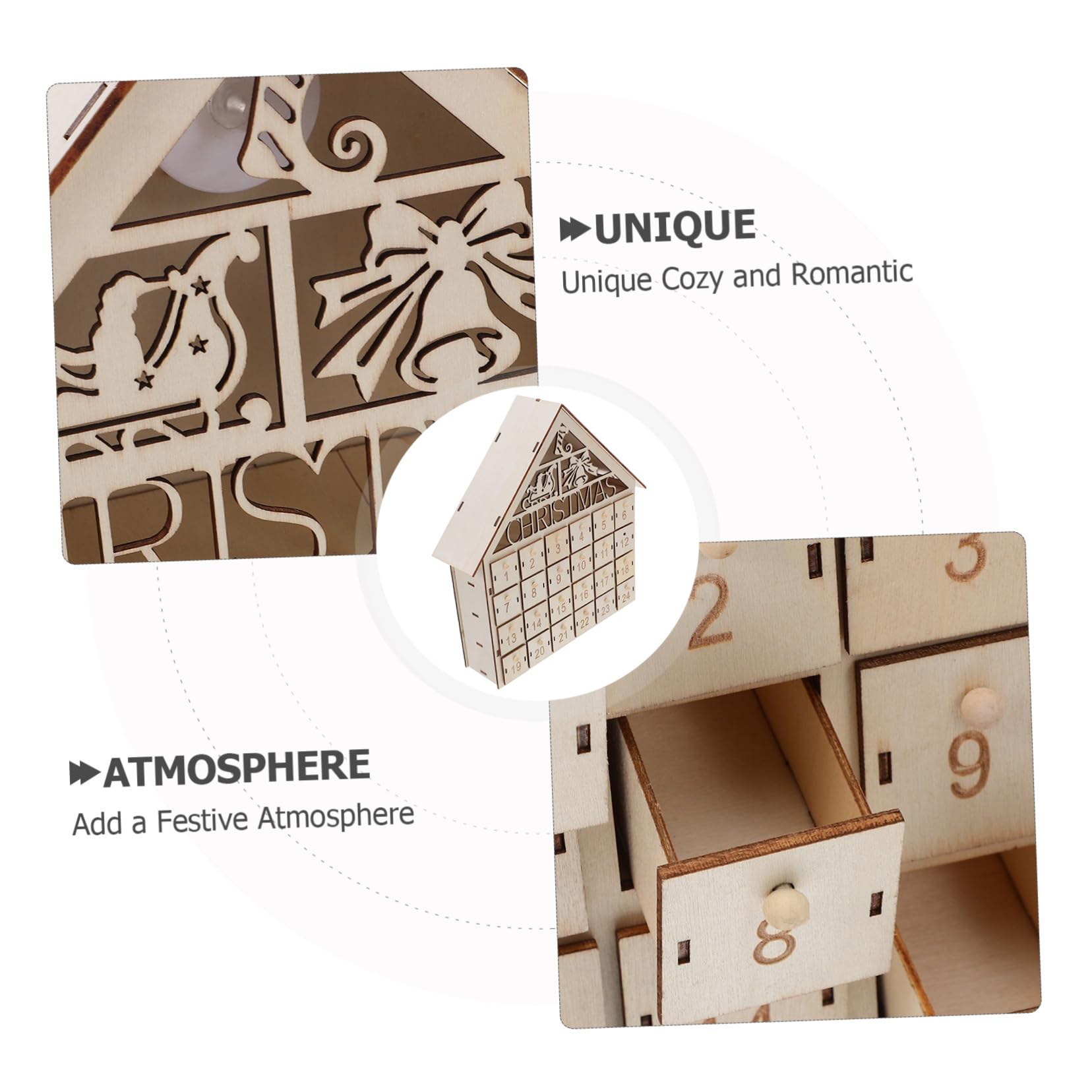 TOYANDONA Calendario Avvento in Legno con Luci LED 24 Scomparti Decorazione Natalizia per Casa e Feste