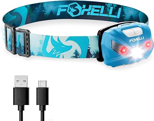 Miniatura 10 de Foxelli Linterna frontal LED recargable: luz de cabeza súper brillante, ligera y cómoda para correr, acampar, senderismo y trabajo, adecuada para