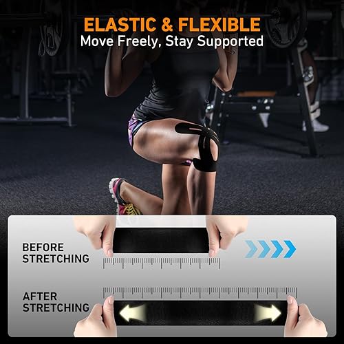Miniatura 7 de Cinta de kinesiología precortada para rodillas, 12 unidades, impermeable, KTQUICK para aliviar el dolor de rodilla, precortada, cinta atlética de