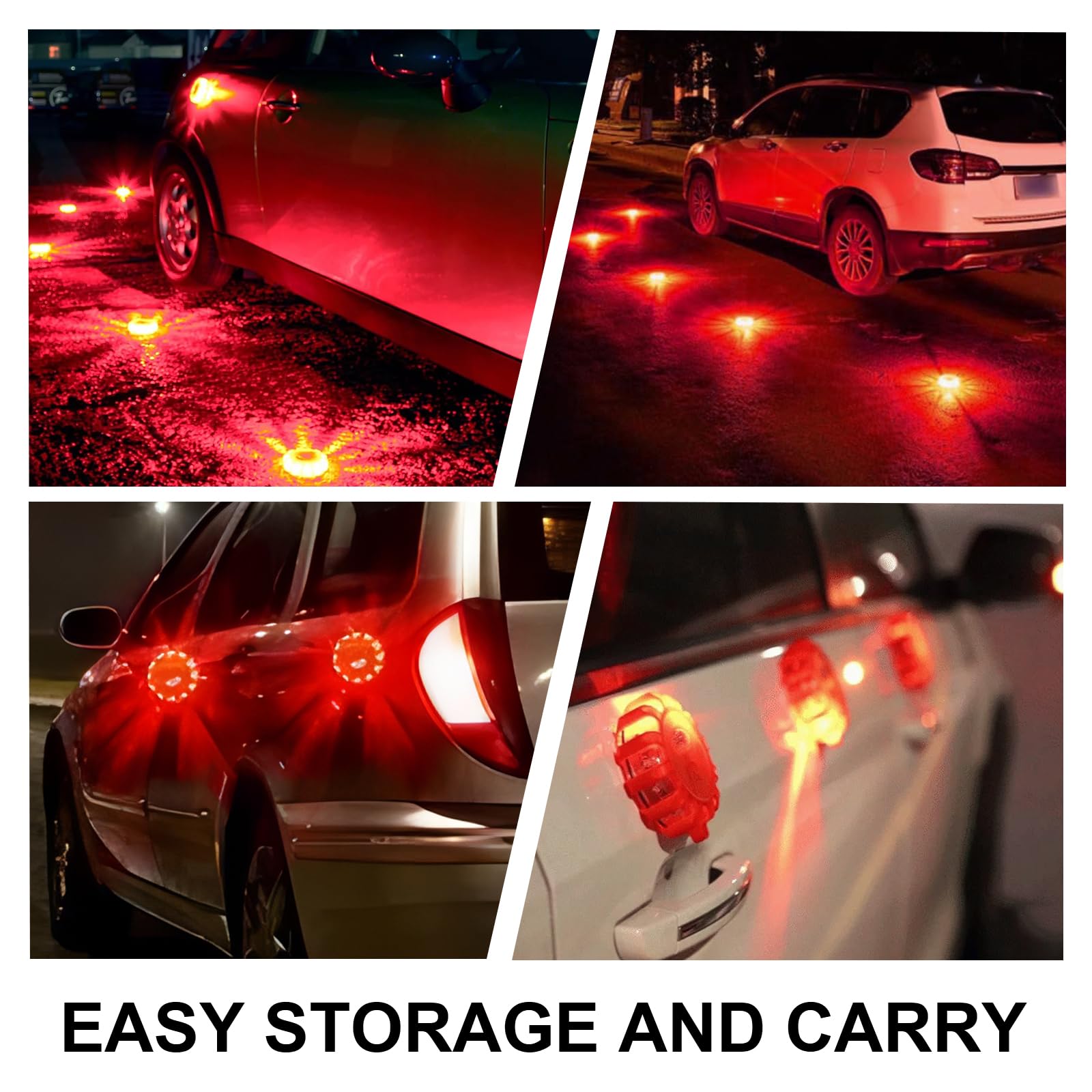 6 x luz emergencia LED con imán y gancho, cargador USB C para coche y cable de carga 3 en 1 con 9 modos de destello, luz de advertencia para coche, camión, autocaravana, alpinismo