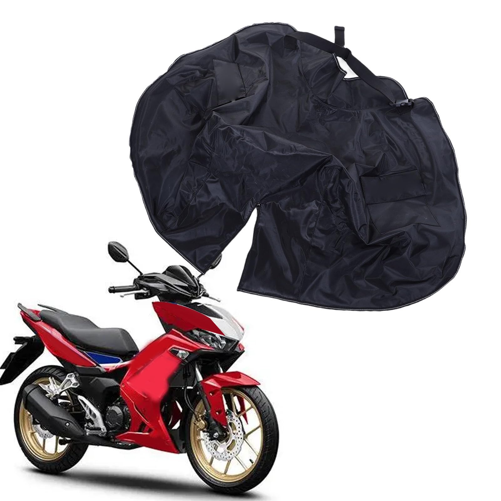 Manta para Cubrir Las piernas de la Motocicleta Delantal cálido a Prueba de Viento con Forro Polar y protección Impermeable para Montar en Scooter de Invierno Negro