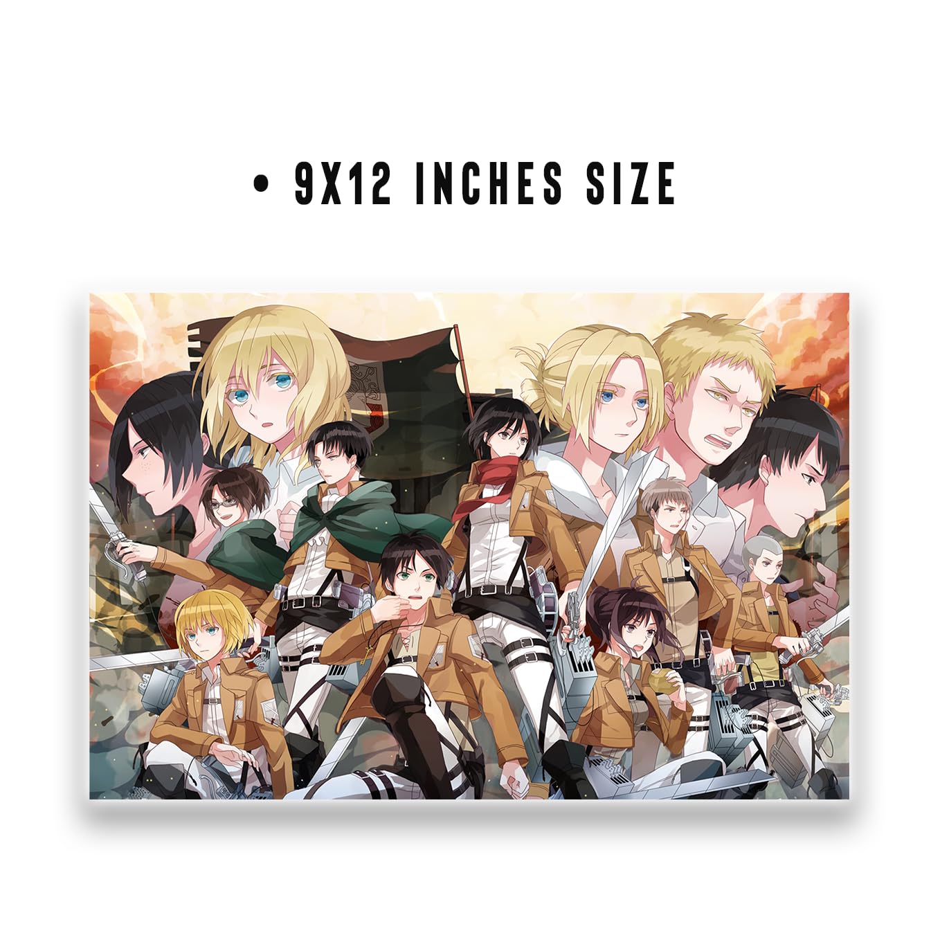 SoulAbiti Attack on Titan set of 20 anime posters landscape (Eren, Mikasa, Levi, Attack Titan, Beast titan, Reiner and more 9x12 inches 300 GSM) comes with double-sided tape - Multicolor 1