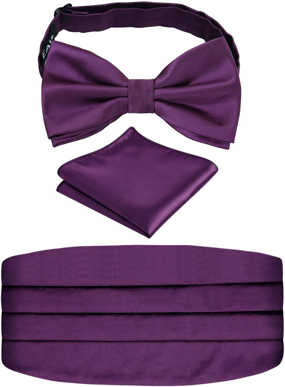 Mens Multicolored Silk Solid Cummerbund Bow Tie Set