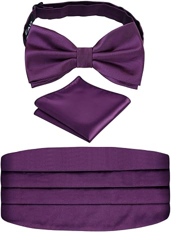 Alizeal Mens Multicolored Silk Solid Cummerbund Bow Tie Set
