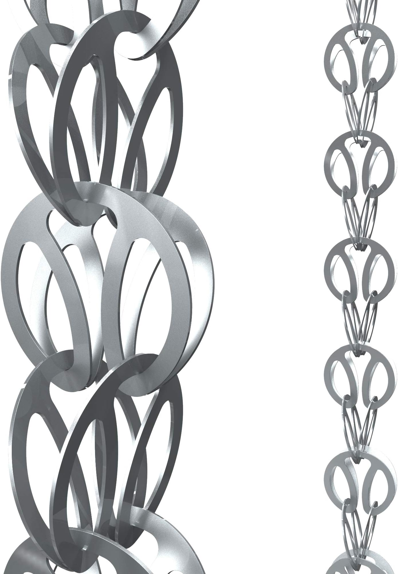 Rain Chains Direct - Modern Loop Rain Chain - 8.5 FT - Durable Milled Aluminum (Gray) - Premium Rain Chains for Gutters