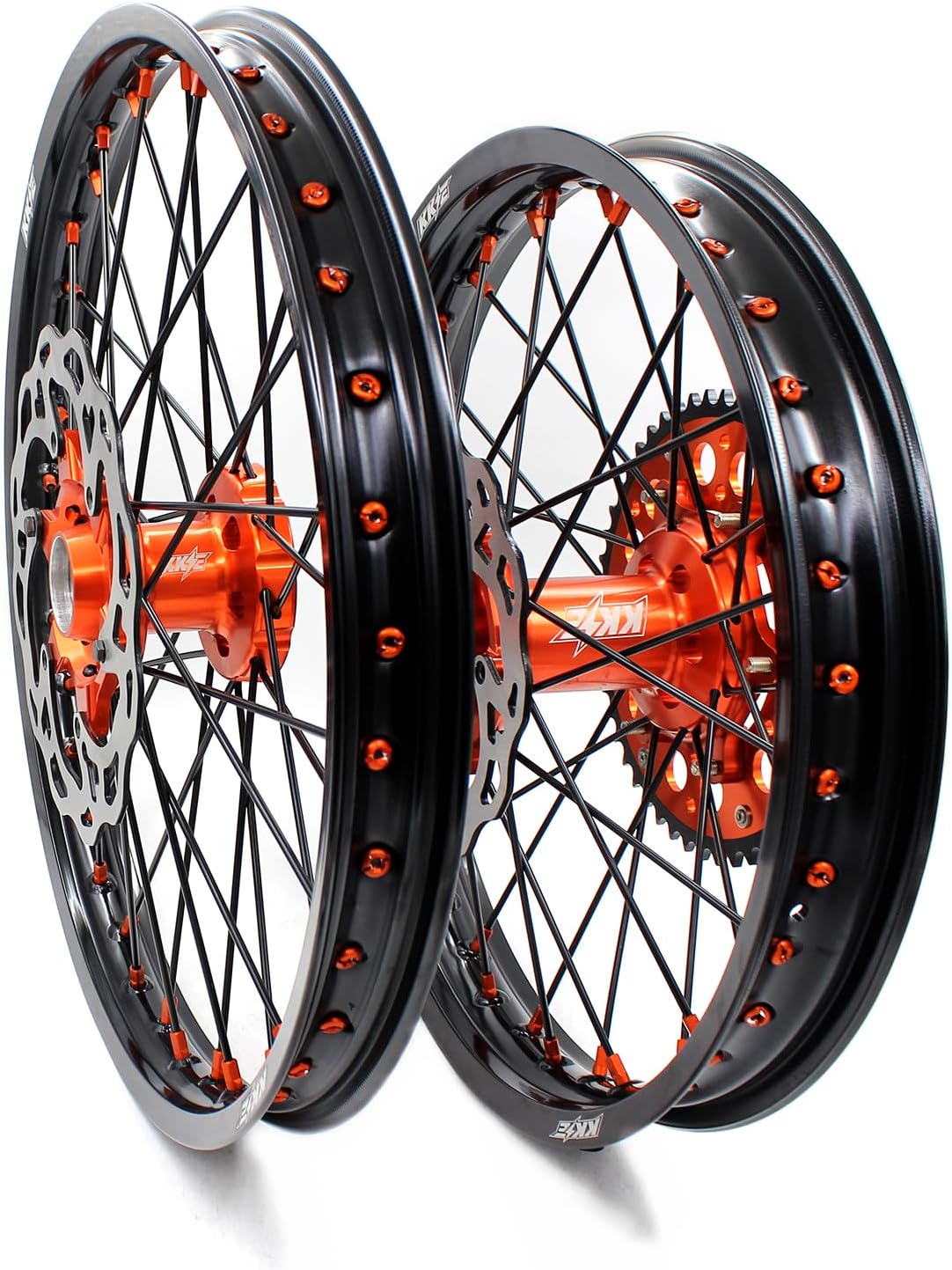 KKE 1.6 * 21/2.15 * 19 Mx Wheel Fit KTM All Model 125-530CC 2003-2026 EXC/EXC-F/SX/SX F/XC/XCF/XCW/XCF-W Motorcycle Wheels Rims Set with 260MM Front Disc 220MM Rear Disc Sproket