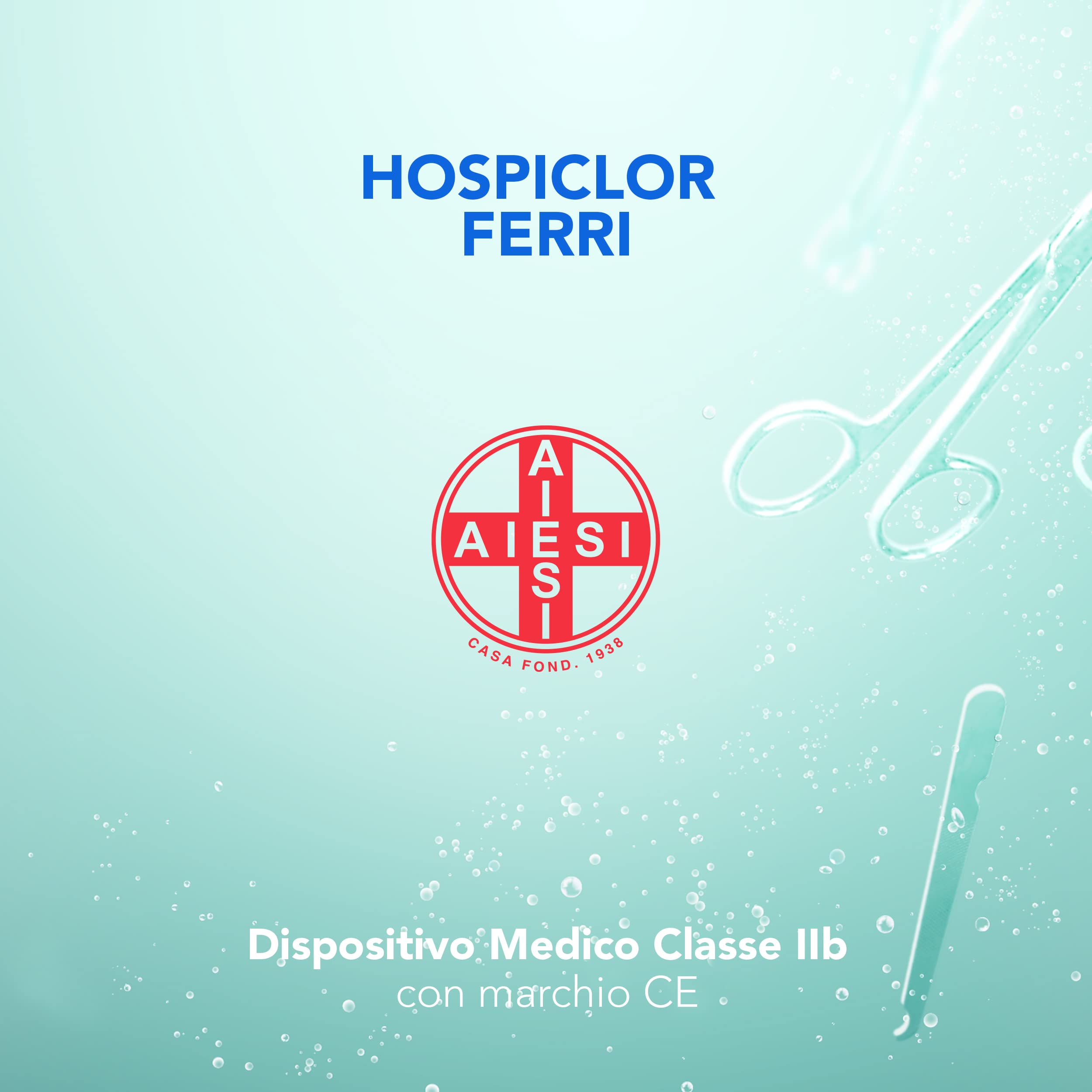 AIESI® Desinfectante listo para usar (12x1000 ml) para instrumentos y dispositivos médicos a base de cloruro de benzalconio HOSPICLOR FERRI