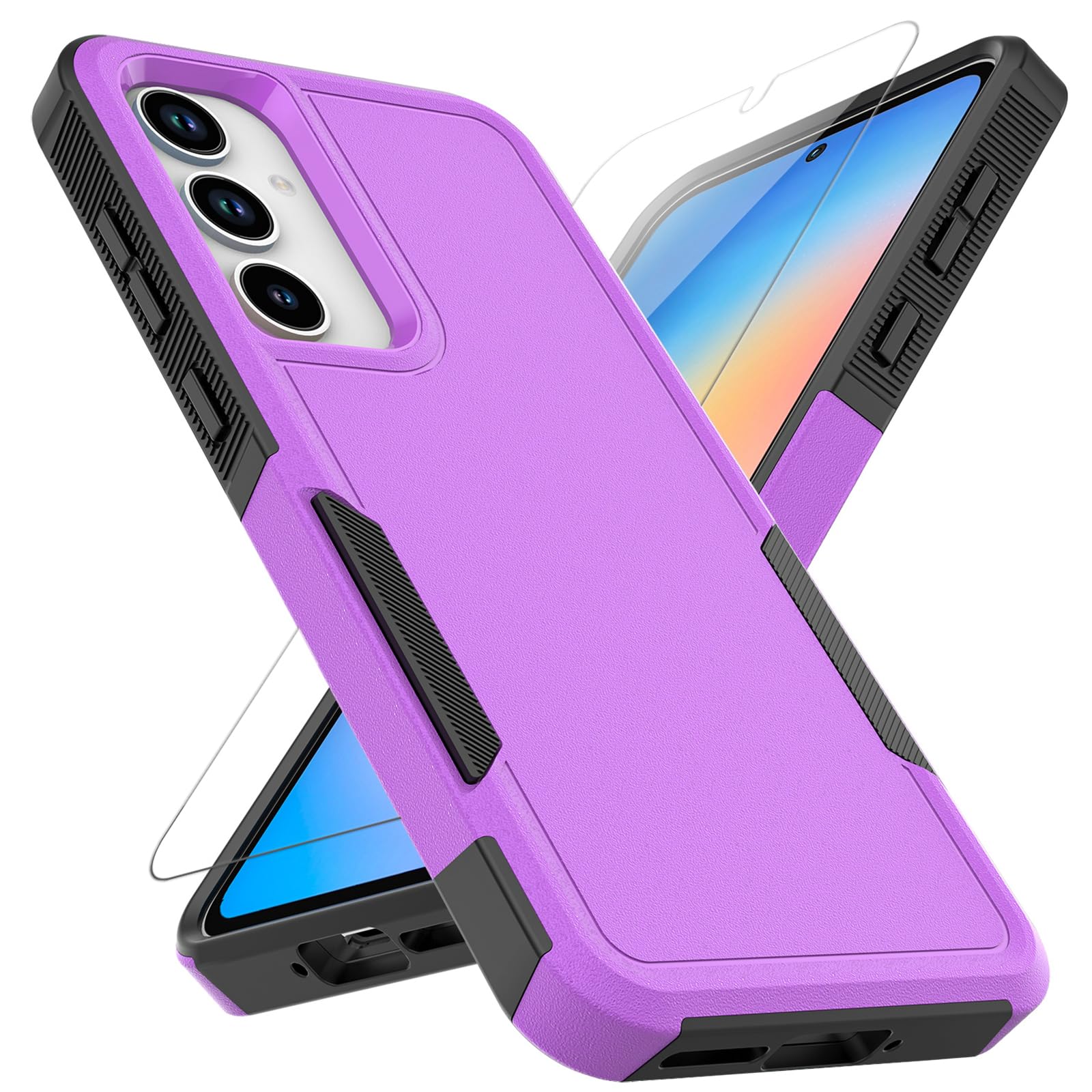 for Samsung Galaxy A35 5G Case: Dual Layer Protective Heavy Duty Cell Phone Cover Shockproof Rugged with Screen Protector - Military Protection Bumper