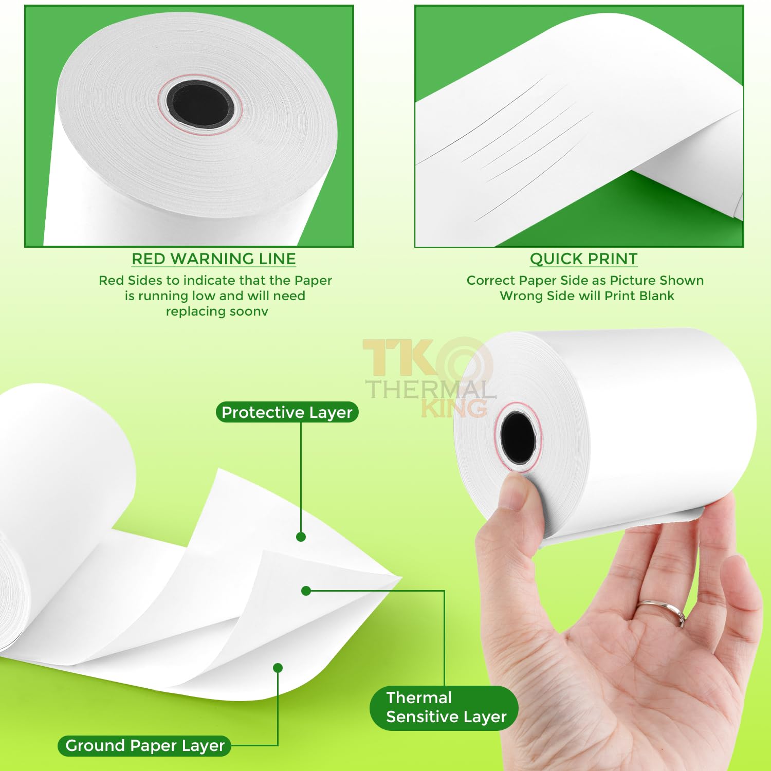Thermopapier, Kassenrollen, 8,9 cm x 50 m, passend für alle Kreditkarten-Terminal-Drucker, Kreditkartenpapier, Kassenpapier, Weiß, 30 Rollen