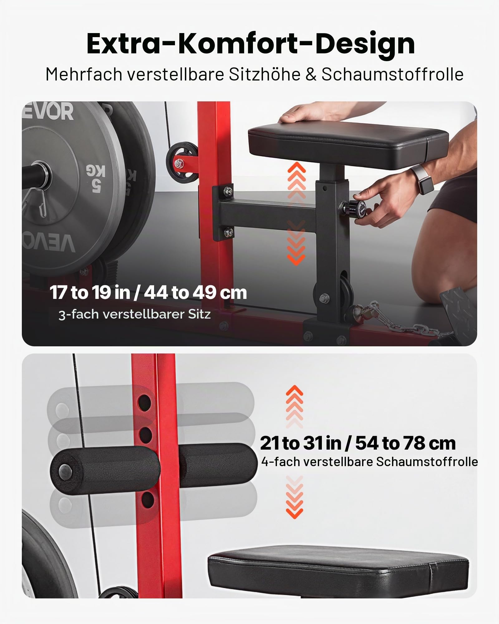 VEVOR Abwärtsziehmaschine, 3-in-1-Kabelmaschine, Kabelmaschine, Heimfitnessstudio mit verstellbarem Sitz mit 3 Stufen, 4-stufiger Verstellbarer Schaumstoffrolle, 400 kg Tragkraft