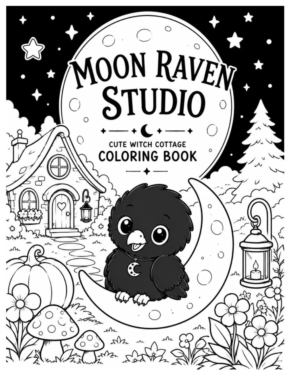 Corvo's Cozy Witch Cottage Coloring Book: Bold & Easy Coloring Pages for Adults, Teens & Cozy Fantasy Lovers Featuring Cute Magical Scenes, Cottagecore, Forest Adventures and Relaxing Witchy Moments