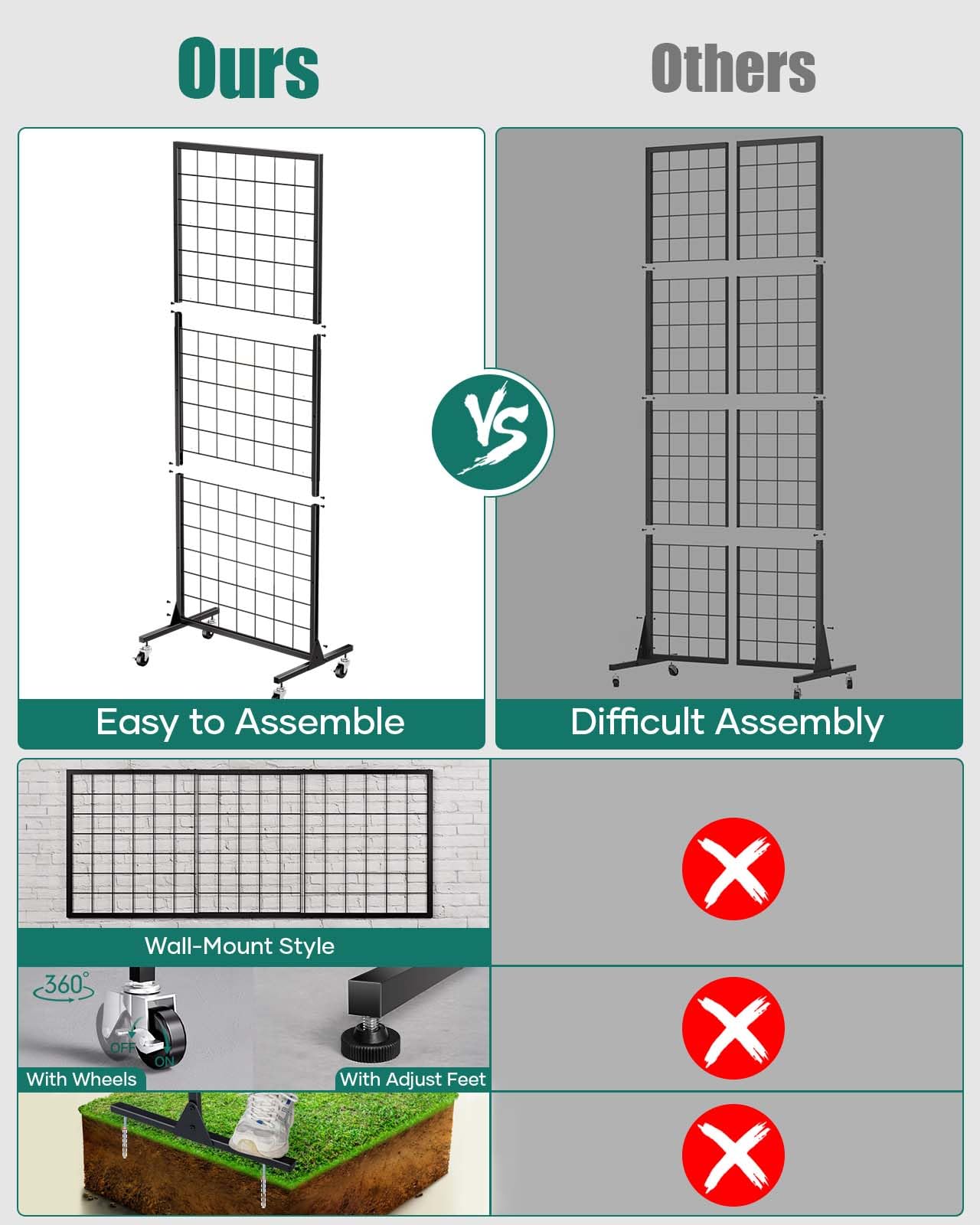Snapklik.com : AHOWPD 2Pcs Gridwall Panel Display Stand Rack- Heavy ...