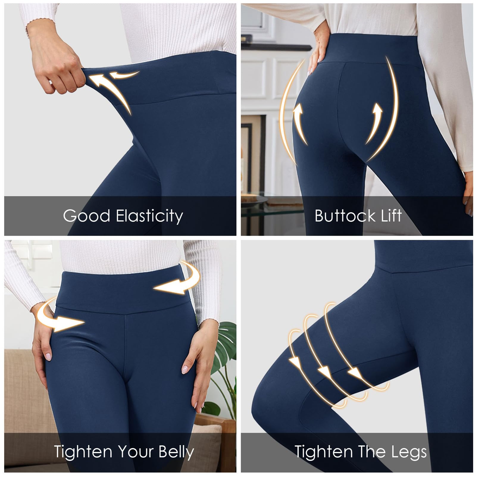 Tolaler Damskie legginsy polarowe, ciepłe legginsy damskie na zimę, legginsy termiczne z wysokim stanem, do jogi, fitnessu, na narty, grube, rozciągliwe legginsy
