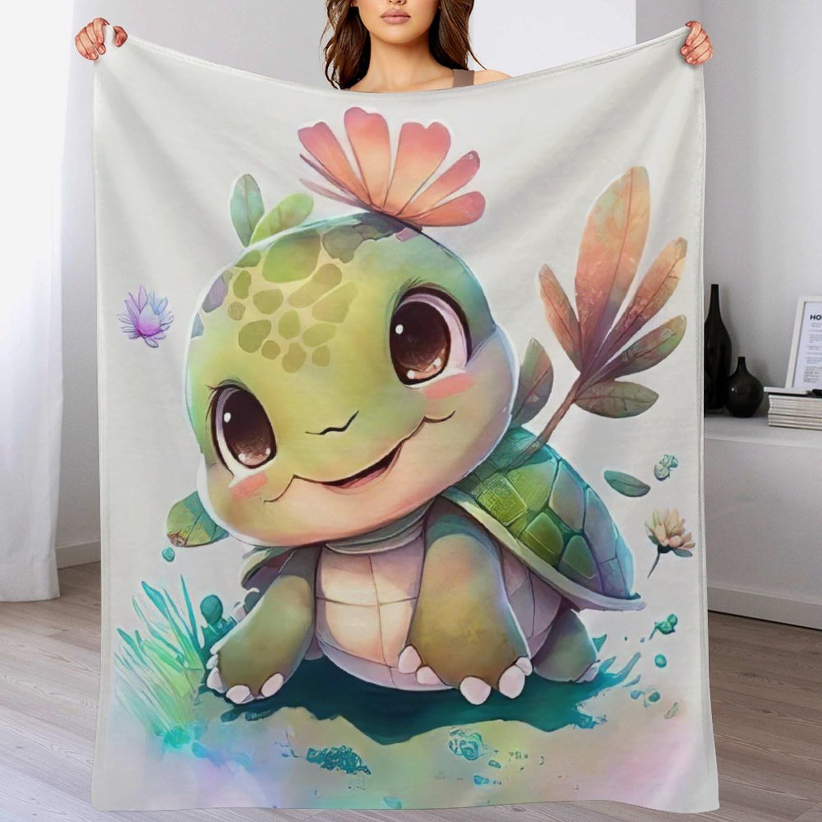 Couverture flanelle lit 130x180 couvre-lit polaire tortue 3D légère