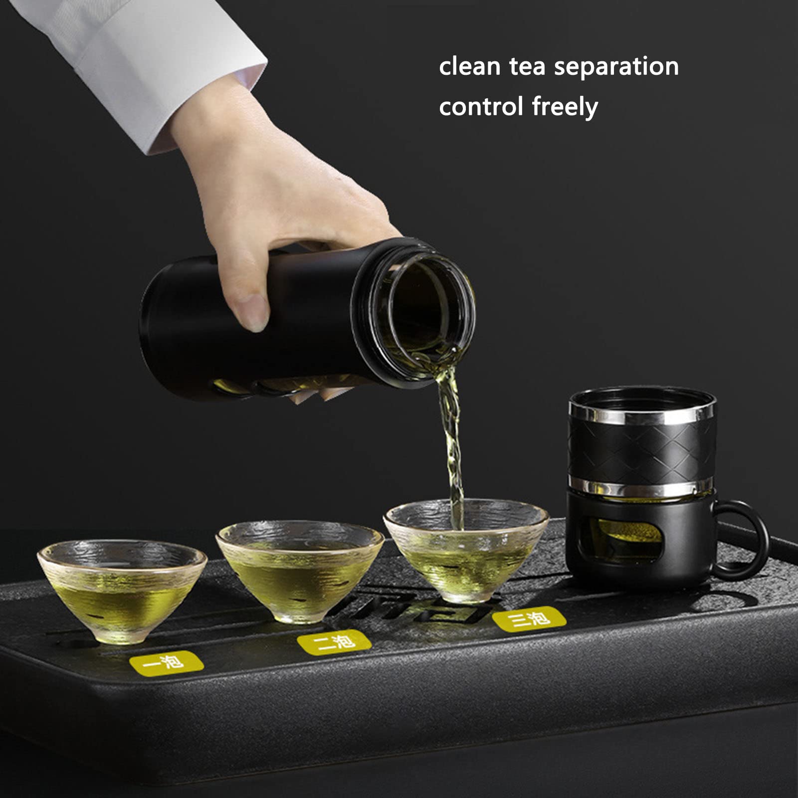 Botella Agua Botella Gimnasio Garrafa Termo Cafe Para Llevar Taza Termica Con Taza Separación Del Agua Del Té Con Filtro Doble Capa Anticaida Acero Inoxidable Alta Capacidad (620ml,blue)