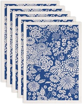SUPERDANT 5PCS Flowers Underglaze Paper Transfer Plants Transfer Papers for Clay Ceramic Porcelain Under Glaze Transfers for Pottery Enamel Decals Blue Underglaze Decal Handcrafted Gifts