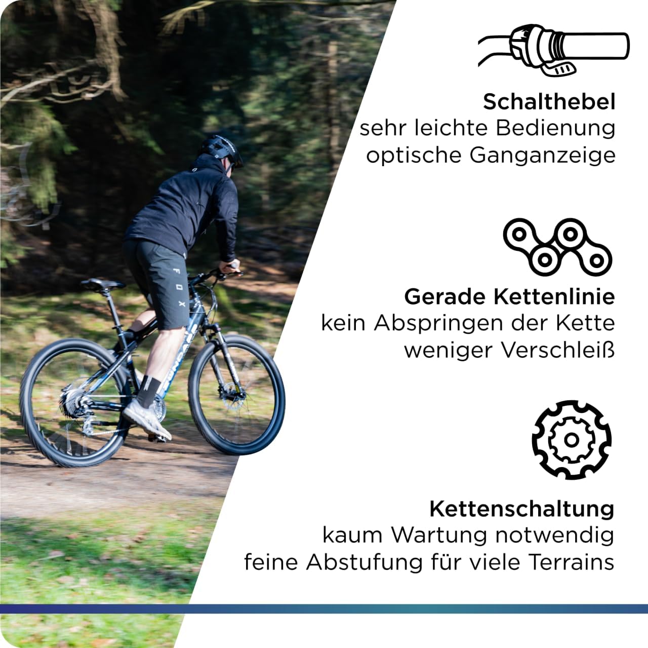 Close-up of the shifter, chainline, and gear system