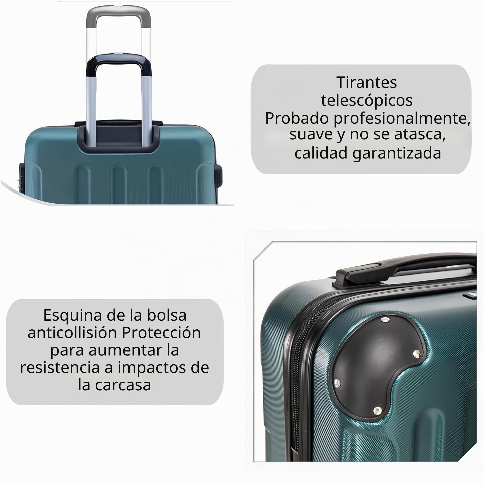 Juego 3 Maletas Viaje (55/66/76CM) ABS Rígidas con Cerradura y Ruedas 360°,Set Trolley de Viaje Incluye Maleta Cabina,Ideal Negocios y Familia