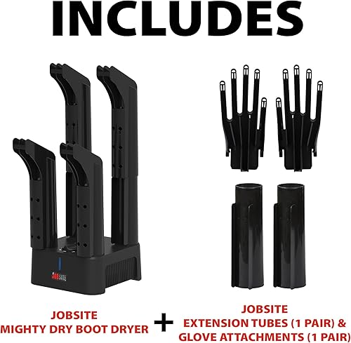 Miniatura 2 de JobSite Mighty Dry - Kit de secadora de botas - Incluye accesorios altos para botas y guantes, ventilador de calor de secado rápido y temporizador