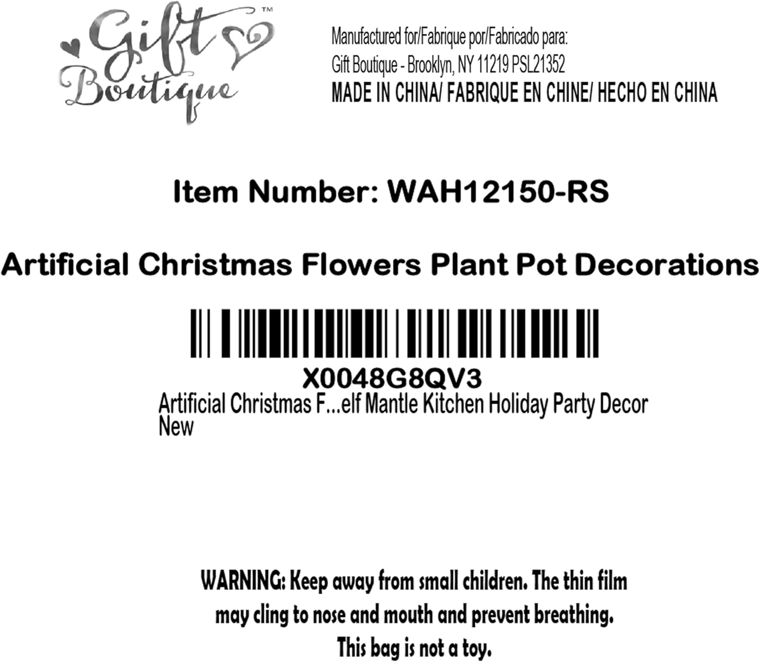Gift Boutique - Artificial Christmas Flowers Plant Pot Decorations Xmas Floral Tabletop Centerpiece Arrangement 14" Red & White Peppermint Candy Canes Berries Pine for Holiday Party Decor