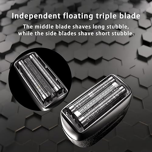 Miniatura 2 de Afeitadoras eléctricas de aluminio para hombres, maquinilla de afeitar eléctrica portátil con cuchillas flotantes 3D, bloqueo de viaje y carga