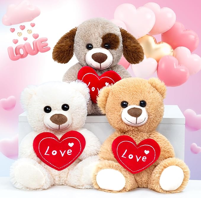 Oso de Peluche Pequeño Marrón Claro con Corazón Rojo miniatura 5