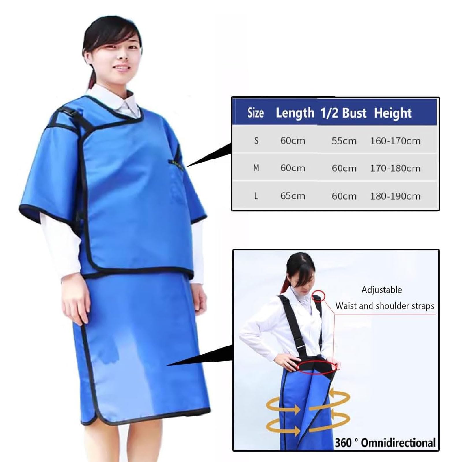 Gilet de Plomb Tablier en Plomb 0,35/0,5 mmpb, vêtements légers en Plomb pour Protection Contre Les Rayons X, Tablier en Plomb pour Rayons X et Tablier
