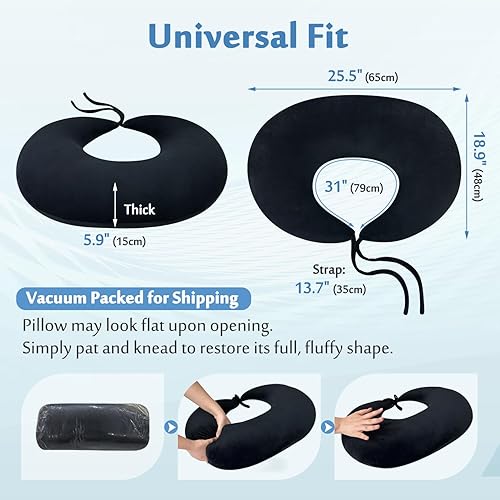 Miniatura 6 de AOSSA BBL - Almohada brasileña de levantamiento de glúteos después de la cirugía, cojín BBL para sentarse, dormir en cama, conducir dona, cojín de