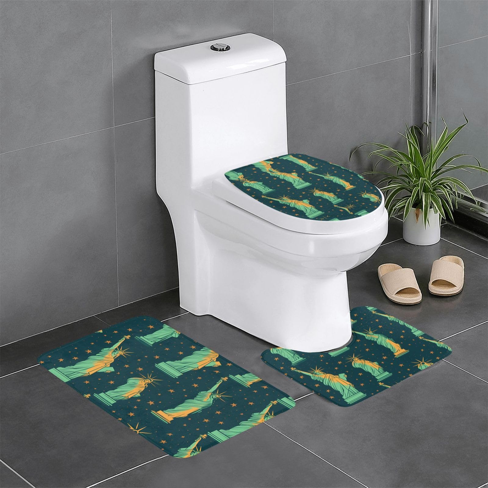 Tapis de sol antidérapant New York lot de 3 pour salle de bain