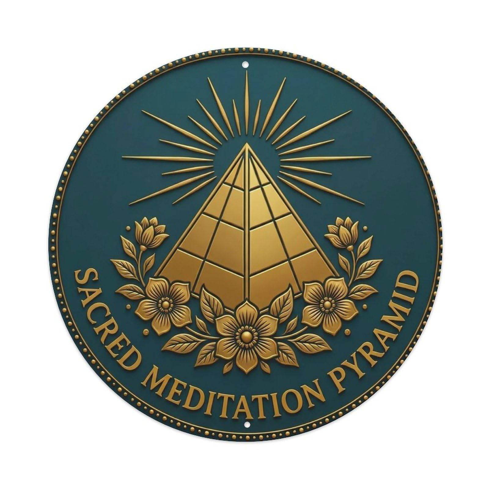 Vintage Sacred Meditation Pyramid Flower Zen Yoga Vintage Metal Tin Sign Plaque Wall Decor for Cafe, Club Bar, Office, Garden Metal Poster 8x8Inch