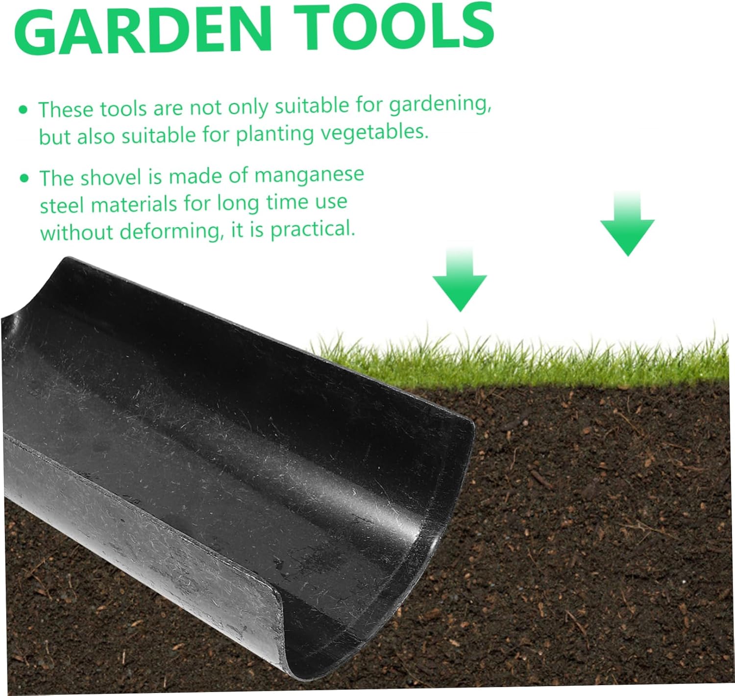 POPETPOP Manganese Garden Shovel Handle Spade Heavy Duty Digging Tool for Gardening Lightweight Design for Easy Carrying for Planting Weeding