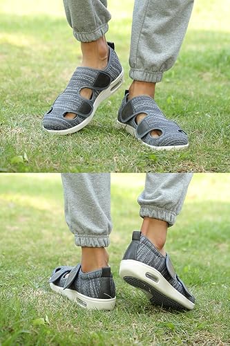 Miniatura 6 de ZUMEIJIA Zapatos para diabéticos para mujer, zapatos casuales ajustables para caminar, zapatos anchos para ancianos, pies hinchados,