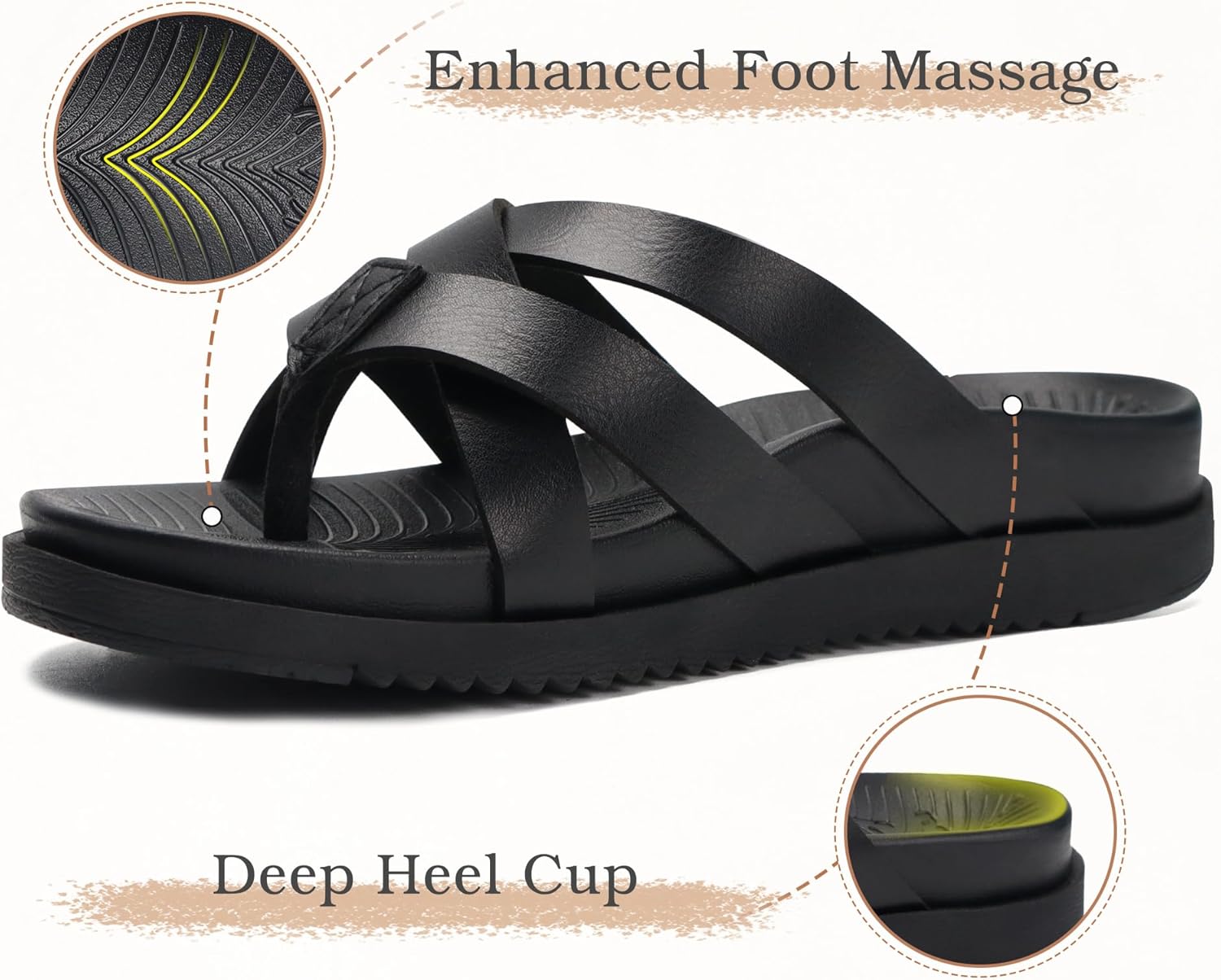 KuaiLu Womens Dressy Orthotic Flip Flops Trendy Comfortable Cushion Recovery Walking Criss Cross Thong Sandals Lightweight Yoga Foam Summer Slides with Plantar Fasciitis Arch Support