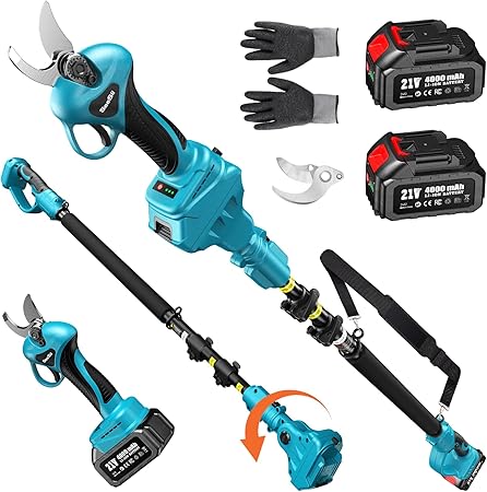 Seesii 2-in-1 Cordless Electric Pruning Shears with Pole, 15Ft Reach, 1.2" Cutting Diameter