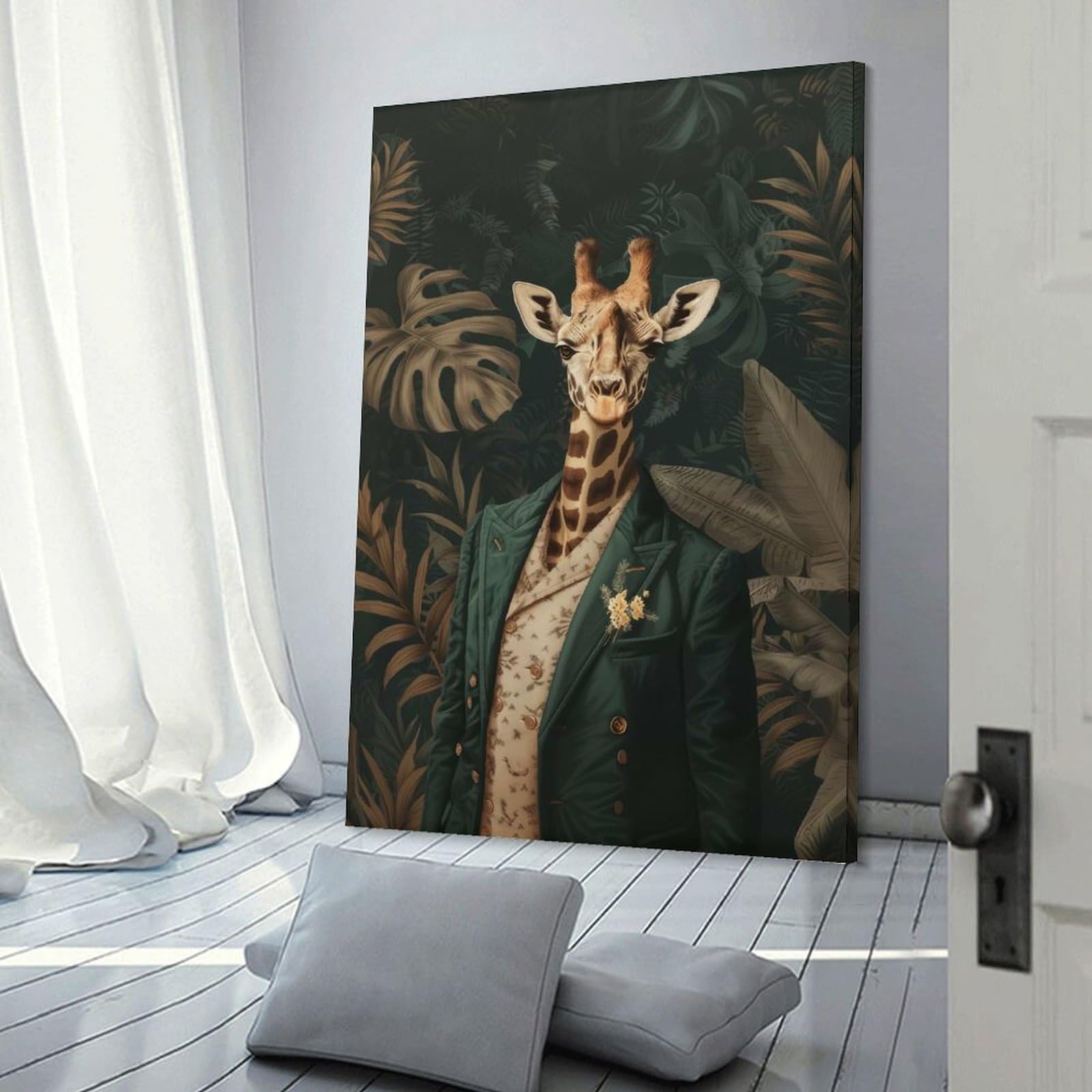 Junmoney Elegant Giraffe Botanical Home Decor Wall Art 16x24inch(40x60cm), for Office, Study Or Home Workspace, Home Office Artwork with Decorative Appeal