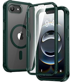 Diaclara Magnetic Case for iPhone 16e 6.1'' (Clear Green) - Full Body Rugged Case with Built-in Screen Protector & Wireless Charging Compatibility - Amazon product rated Grade A