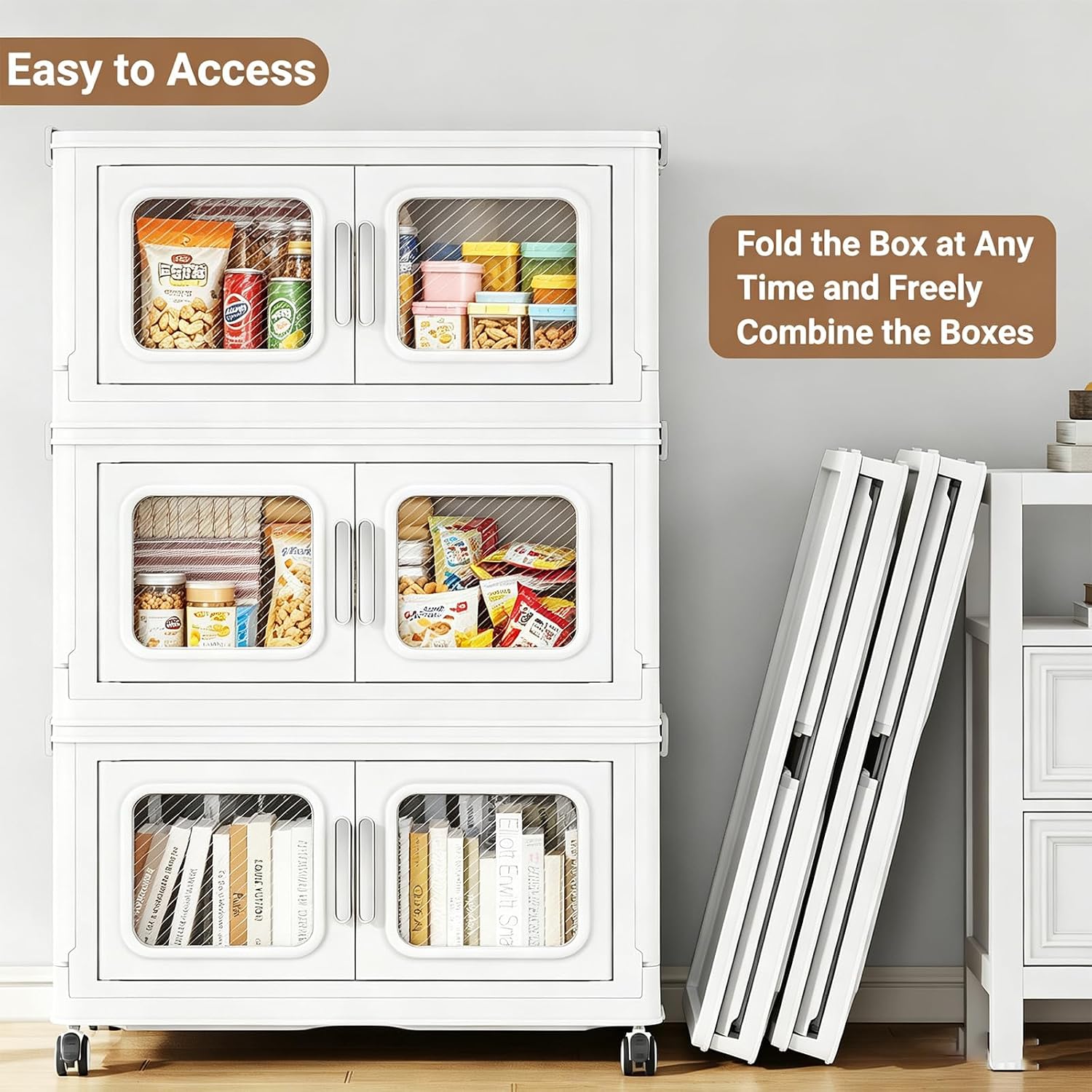 BROVIEW 180 Qt Extra Large Stackable Storage Bin with Lids, 3 Pack White