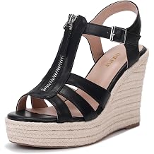 Womens Classic Summer Platform Dress Sandals Wedge Ankle Strap Round Open Toe Sandals Comfy Sloping High Heels for Women Casual Beach