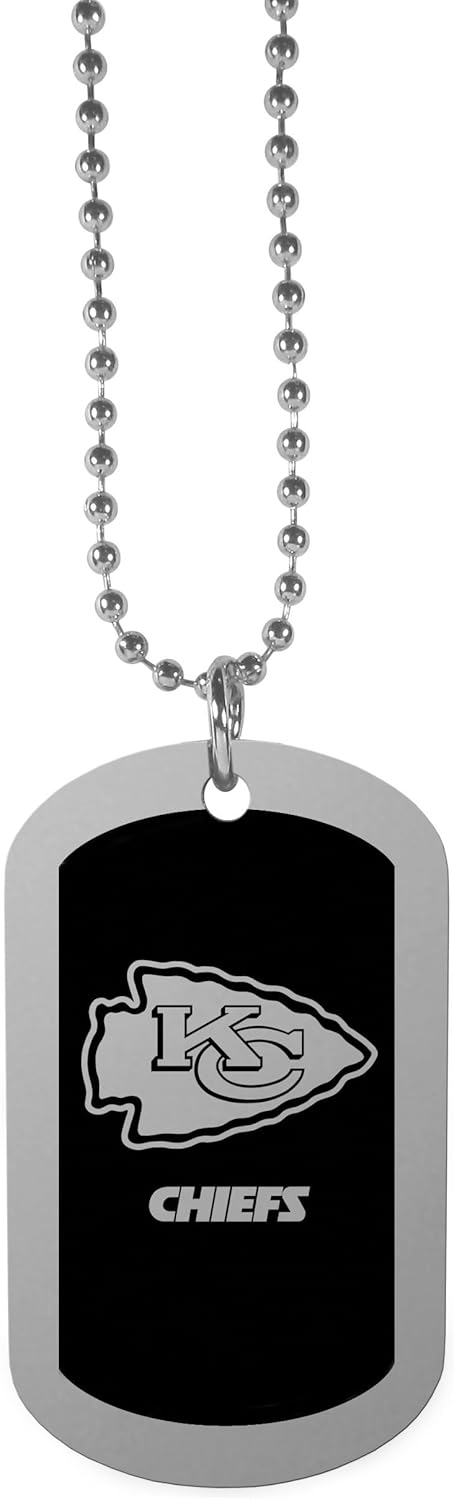 NFL Siskiyou Sports Fan Shop Denver Broncos Chrome Tag Necklace 26 inch Black : Sports & Outdoors