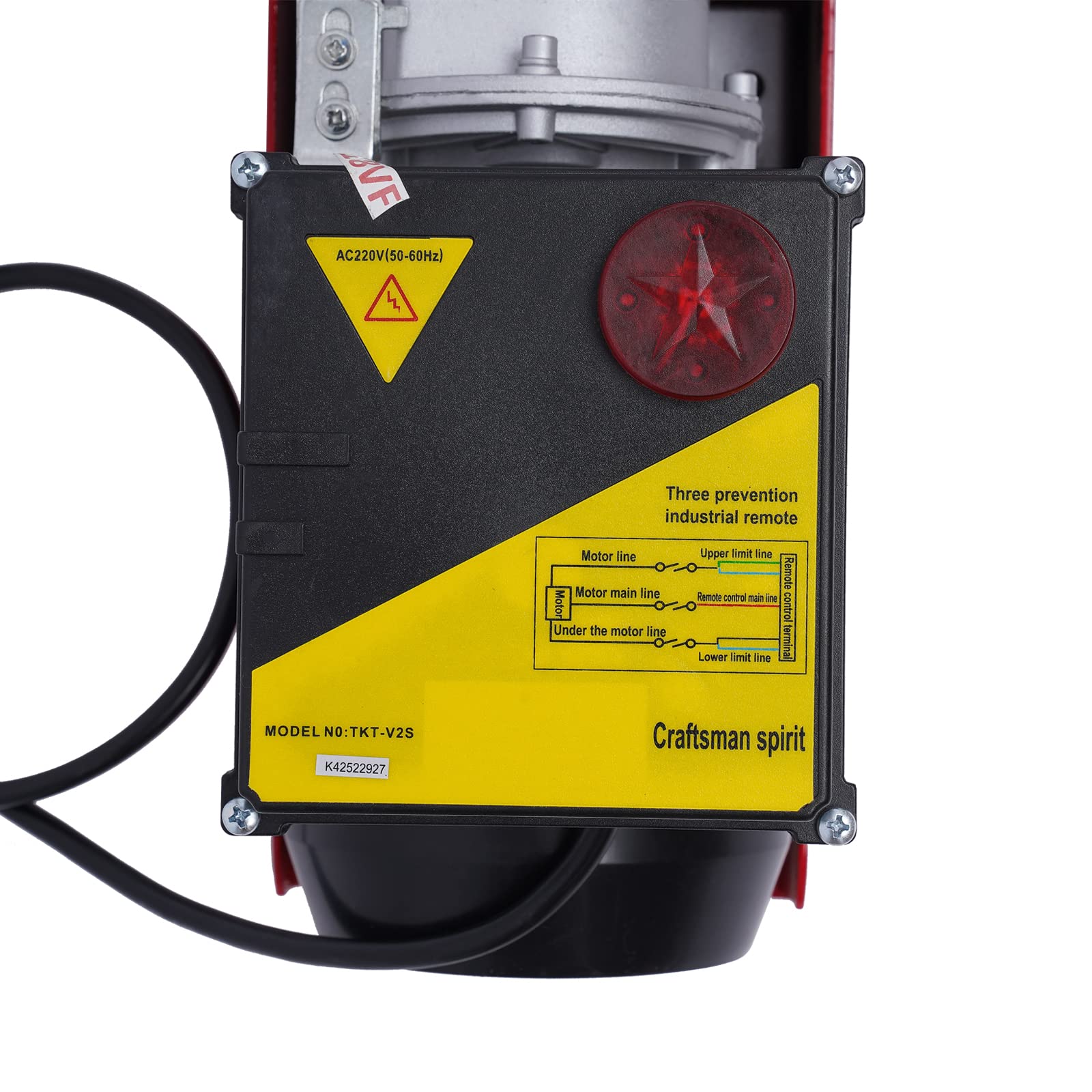 Verricello elettrico con telecomando, 200 m, motore da 510 W e corda in acciaio da 12 m, puleggia elettrica per officina e cantiere, portata 100 kg singolo/200 kg doppia corda