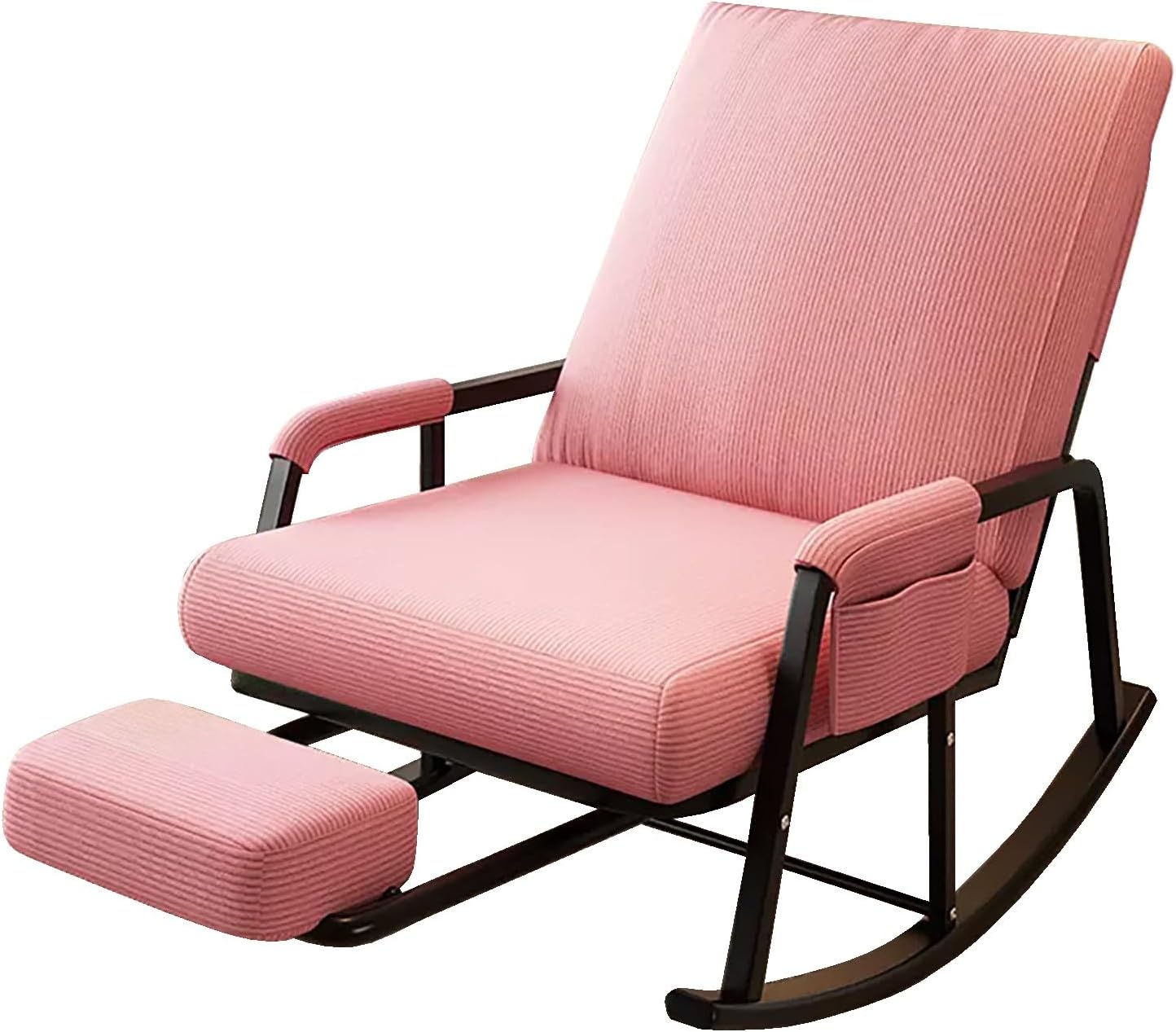 Rocking Chair with Retractable Footrest, Upholstered Recliner with Side Pocket, Rocker Armchair, Adjustable Backrest, Lounge Relax Chair, for Nursery, Living Room, Bedroo