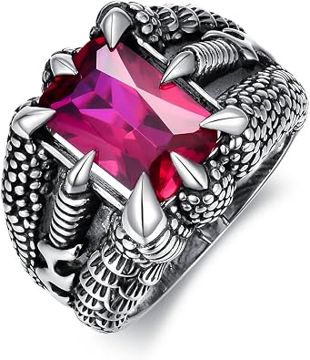 Dragon Claw Ring for Men Sterling Silver Dragon Scale Vintage Gothic Punk Ring Jewelry