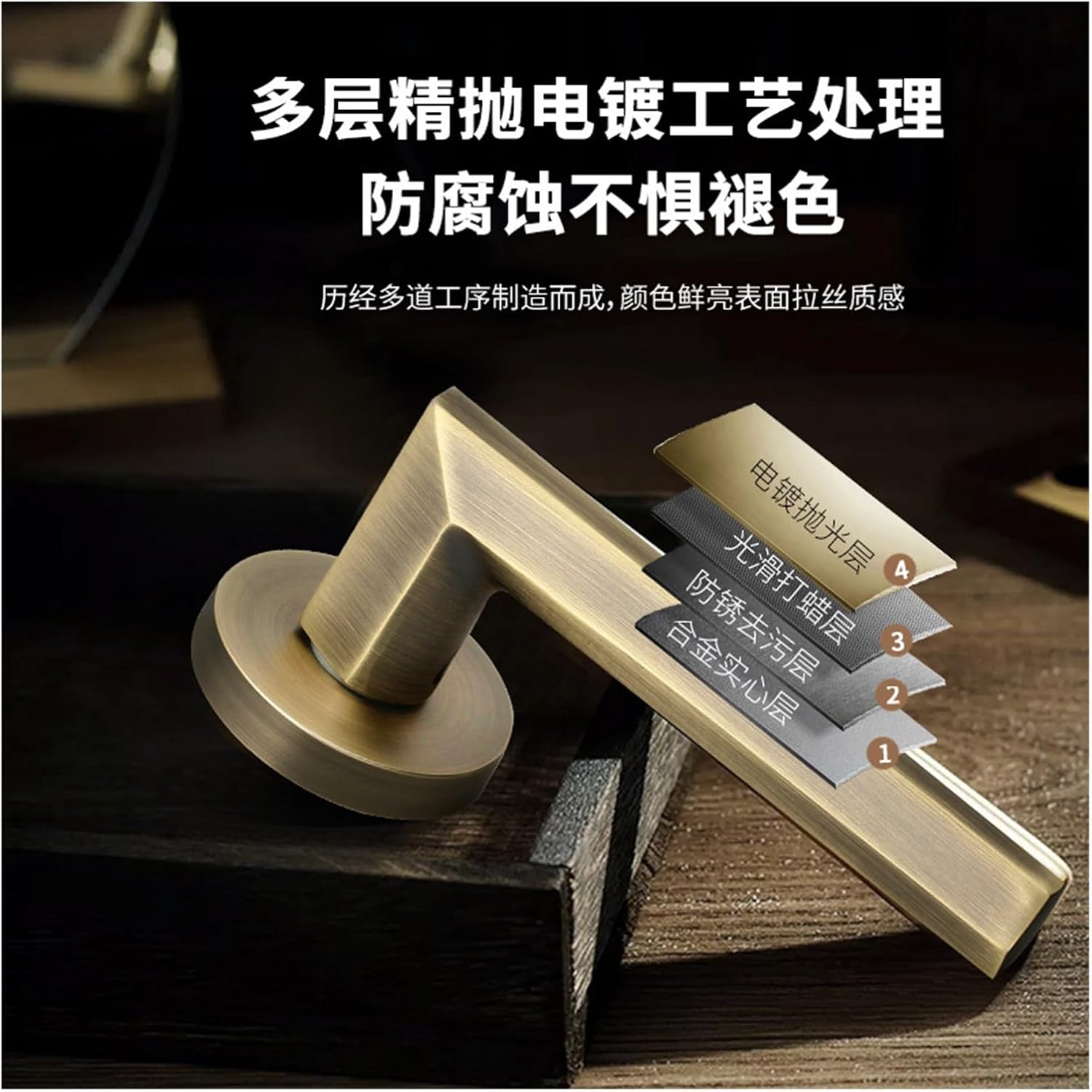 Indoor Silent Lock Home Bedroom Wooden Door zinc Alloy Magnetic Lock Bathroom Light Luxury Handle Door Lock(5845 Mechanical Lock Body)