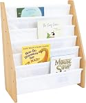 Humble Crew Kids Book Rack Storage Bookshelf with Deep Sleeves, Universal, Natural/White