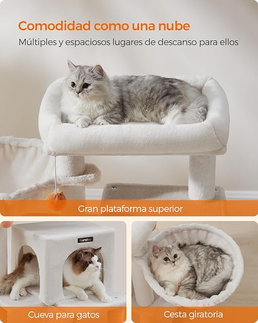 Foto 5 de 8 de Feandrea Árbol de Gatos, Torre para Gatos Grandes, Blanco Crema PCT051T01