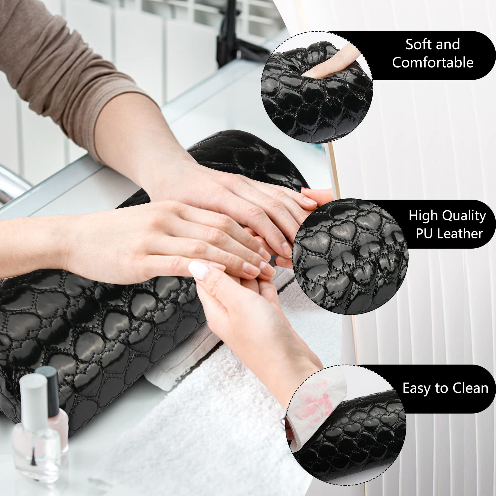 Hand Rest for Nails, PU Leather Nail Arm Rest Cushion Pillow for Manicure Nail Table Desk Professional Nail Art Supplies