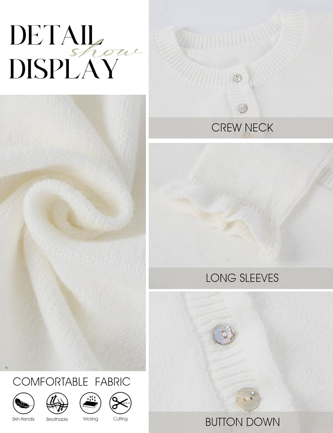 Yimoon Women's Cropped Cardigan Sweater Ruffle Frilly Long Sleeve Button Down Cute Knit Outwear 2026 Trendy - Image 7