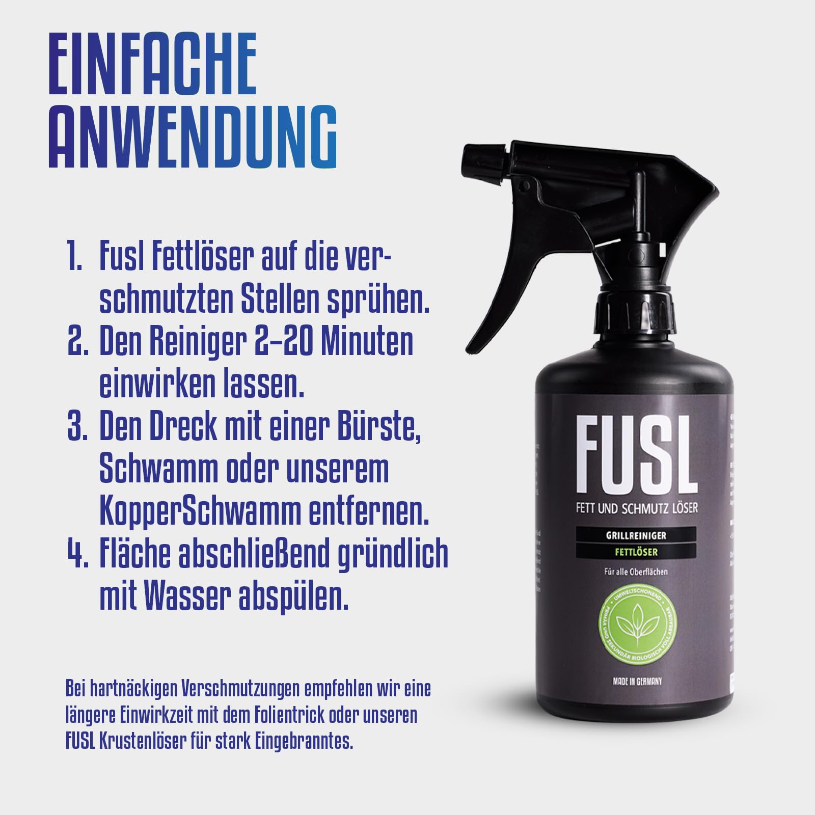 Grillreiniger-Set – Fettlöser & Krustenlöser je 500 ml mit Überkopf-Sprühfunktion – Für empfindliche Oberflächen & Eingebranntes – Spezialreiniger-Set für den Grill