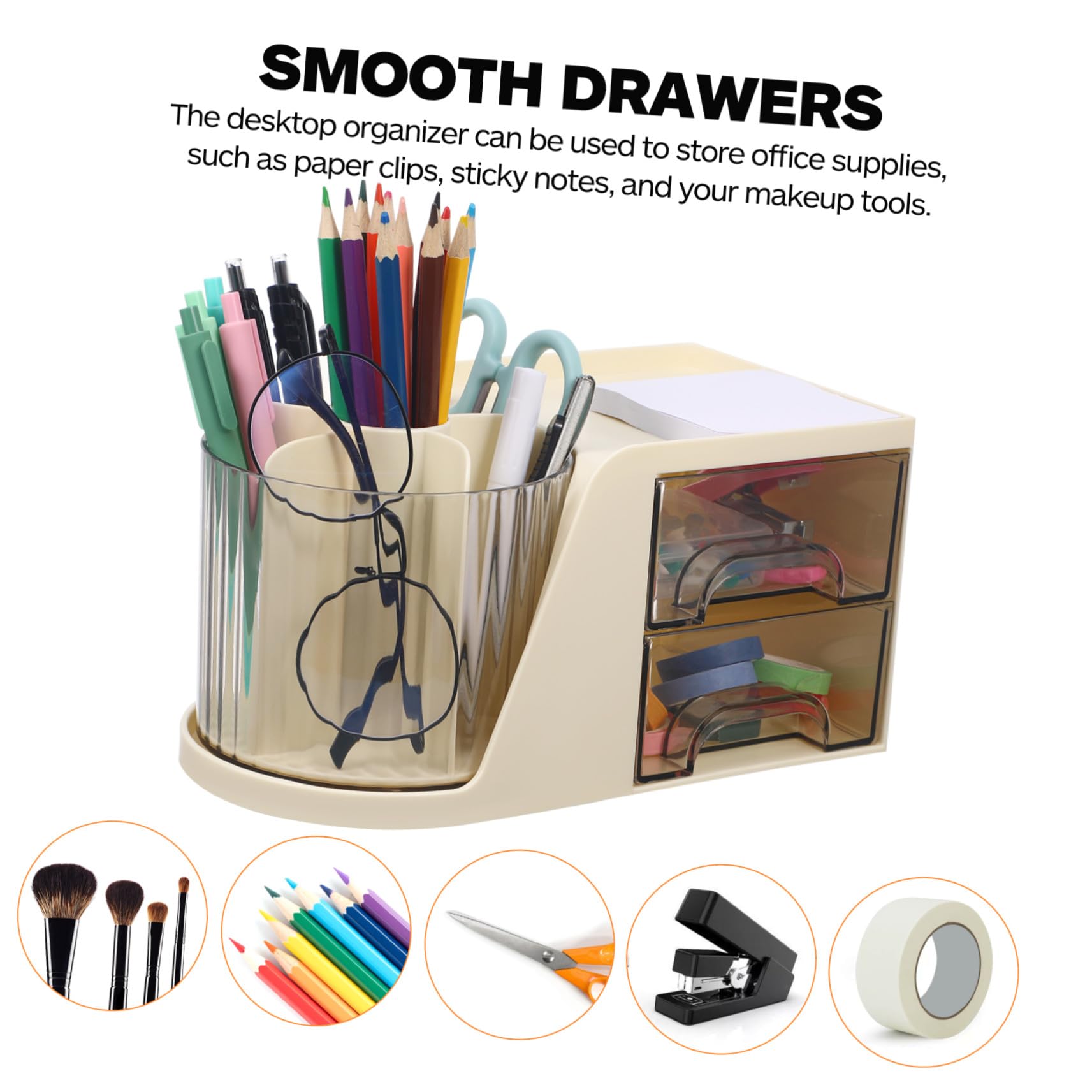 Moderner Desktop Organizer Weiß mit Geteiltem Stiftehalter und Zwei Platzsparende Kunststoff aufbewahrungsbox für Büro und Zuhause Vielseitiger Stifthalter und Büro organizer